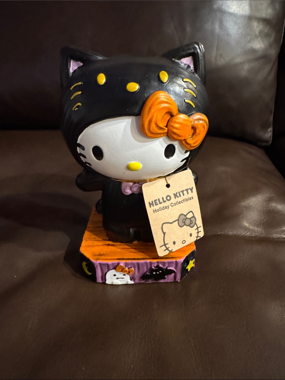 Hello Kitty Black Cat 🐈‍⬛  Halloween Figure with Orange Bow and Yellow Accents
